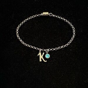 Letter Initial Bracelet with birthstone charm
